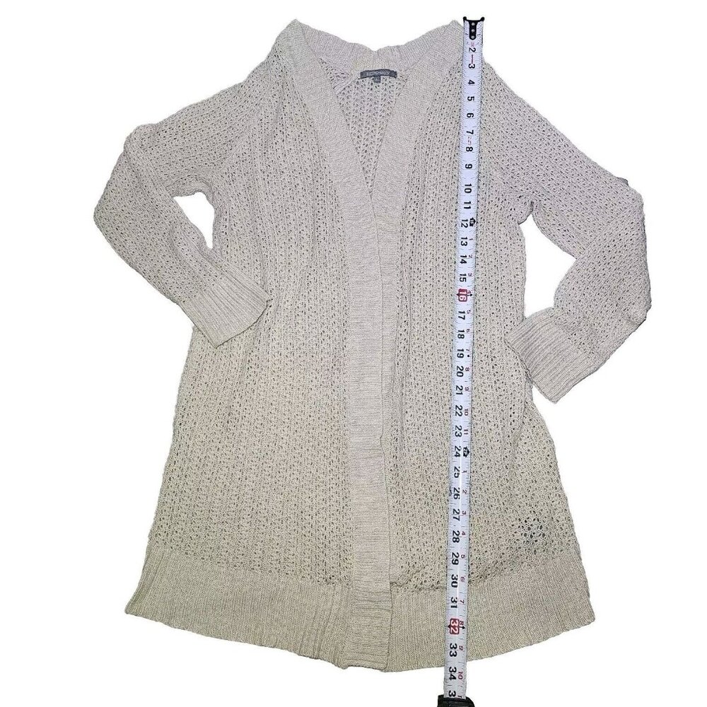 VTG Retrology Womens Open Front Knit Cardigan Sweater Top LG Beige Cream Acrylic - Picture 6 of 10